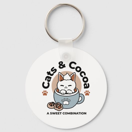 愛らしい猫インマグホリデーデザイン- Cat & Cocoa キーホルダー (正面)
