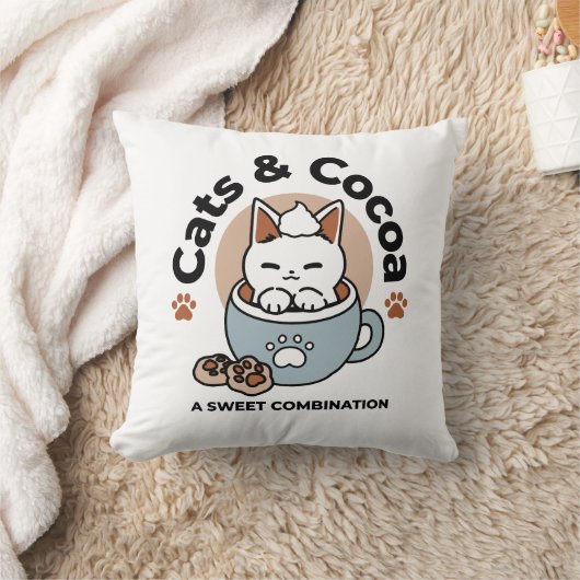 愛らしい猫インマグホリデーデザイン- Cat & Cocoa クッション (ブランケット)