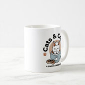 愛らしい猫インマグホリデーデザイン- Cat & Cocoa コーヒーマグカップ (正面右)