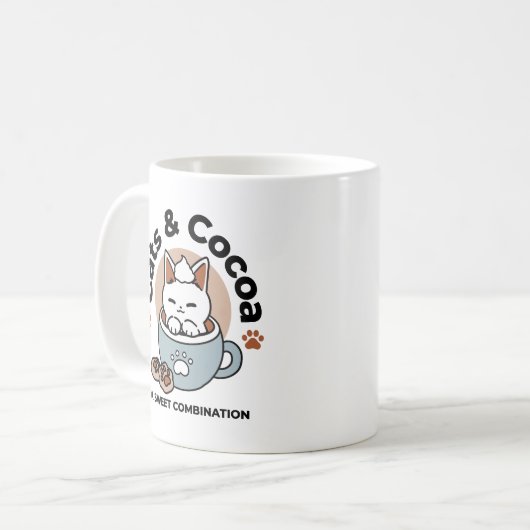 愛らしい猫インマグホリデーデザイン- Cat & Cocoa コーヒーマグカップ (正面左)