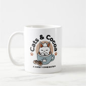 愛らしい猫インマグホリデーデザイン- Cat & Cocoa コーヒーマグカップ (左)