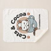 愛らしい猫インマグホリデーデザイン- Cat & Cocoa シェルパブランケット (正面(横))