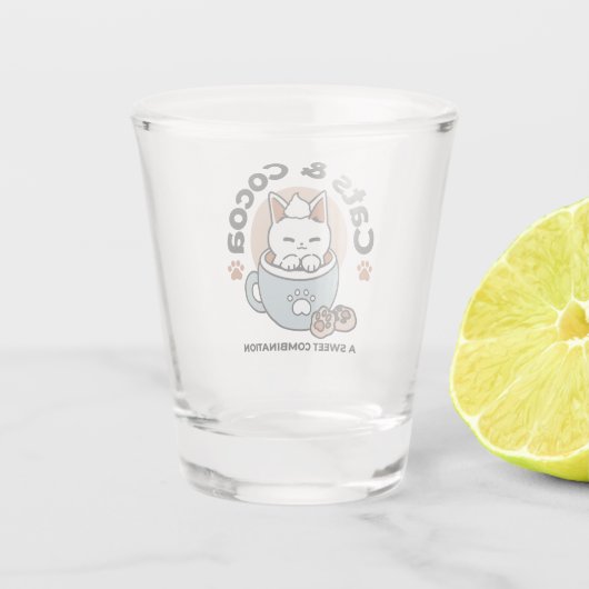 愛らしい猫インマグホリデーデザイン- Cat & Cocoa ショットグラス (裏面)