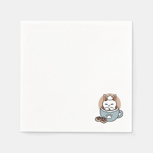 愛らしい猫インマグホリデーデザイン- Cat & Cocoa スタンダードカクテルナプキン (正面)