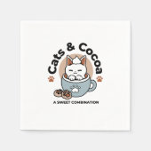 愛らしい猫インマグホリデーデザイン- Cat & Cocoa スタンダードカクテルナプキン (正面)
