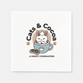 愛らしい猫インマグホリデーデザイン- Cat & Cocoa スタンダードカクテルナプキン