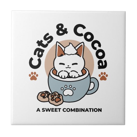 愛らしい猫インマグホリデーデザイン- Cat & Cocoa タイル (正面)