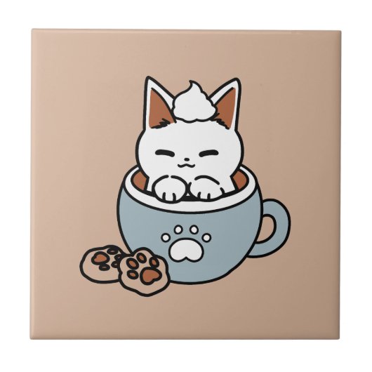 愛らしい猫インマグホリデーデザイン- Cat & Cocoa タイル (正面)