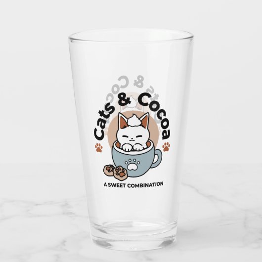 愛らしい猫インマグホリデーデザイン- Cat & Cocoa タンブラーグラス (裏面)