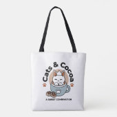 愛らしい猫インマグホリデーデザイン- Cat & Cocoa トートバッグ (裏面)