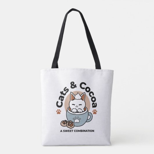 愛らしい猫インマグホリデーデザイン- Cat & Cocoa トートバッグ (裏面)