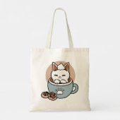 愛らしい猫インマグホリデーデザイン- Cat & Cocoa トートバッグ (裏面)