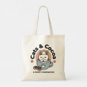 愛らしい猫インマグホリデーデザイン- Cat & Cocoa トートバッグ (裏面)