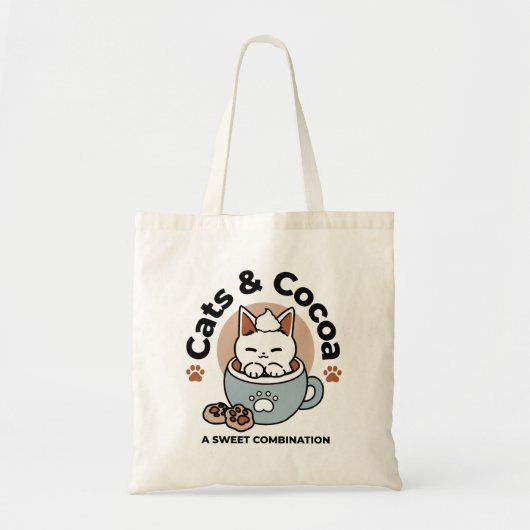 愛らしい猫インマグホリデーデザイン- Cat & Cocoa トートバッグ (正面)