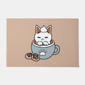 愛らしい猫インマグホリデーデザイン- Cat & Cocoa ドアマット (正面)