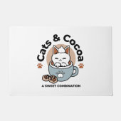 愛らしい猫インマグホリデーデザイン- Cat & Cocoa ドアマット (正面)