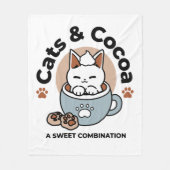愛らしい猫インマグホリデーデザイン- Cat & Cocoa フリースブランケット (正面)