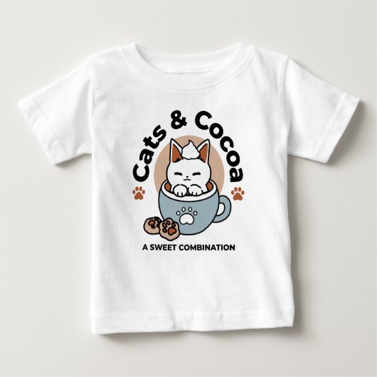 愛らしい猫インマグホリデーデザイン- Cat & Cocoa ベビーTシャツ (正面)