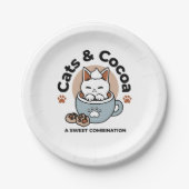 愛らしい猫インマグホリデーデザイン- Cat & Cocoa ペーパープレート (正面)