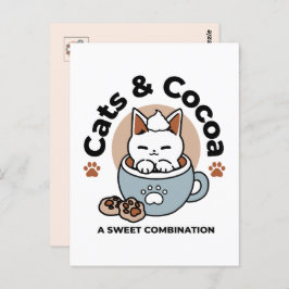 愛らしい猫インマグホリデーデザイン- Cat & Cocoa ポストカード