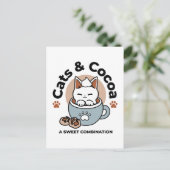愛らしい猫インマグホリデーデザイン- Cat & Cocoa ポストカード (スタンド正面)