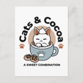 愛らしい猫インマグホリデーデザイン- Cat & Cocoa ポストカード (正面)