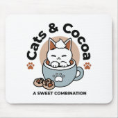 愛らしい猫インマグホリデーデザイン- Cat & Cocoa マウスパッド (正面)