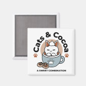 愛らしい猫インマグホリデーデザイン- Cat & Cocoa マグネット (正面/裏面)