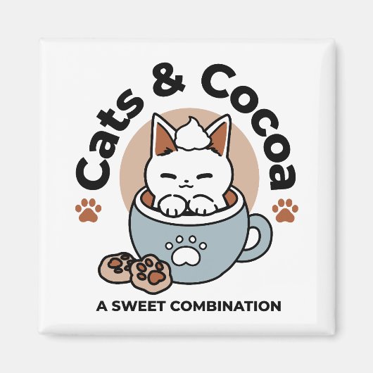 愛らしい猫インマグホリデーデザイン- Cat & Cocoa マグネット (正面)