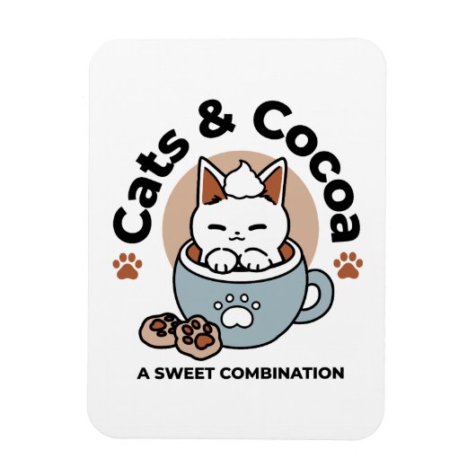愛らしい猫インマグホリデーデザイン- Cat & Cocoa マグネット (縦)