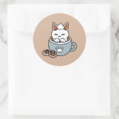 愛らしい猫インマグホリデーデザイン- Cat & Cocoa ラウンドシール (バッグ)