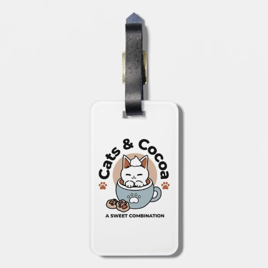愛らしい猫インマグホリデーデザイン- Cat & Cocoa ラゲッジタグ (裏面縦)