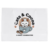 愛らしい猫インマグホリデーデザイン- Cat & Cocoa ラージペーパーバッグ (裏面)