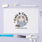 愛らしい猫インマグホリデーデザイン- Cat & Cocoa 薄葉紙 (クラフト)
