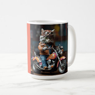 愛らしい猫オンバイモーターコーヒーマグ コーヒーマグカップ