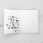 愛らしい猫カップルのバレンタインデー シーズンカード (内部)