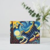 愛らしい猫スケートボード ポストカード (スタンド正面)