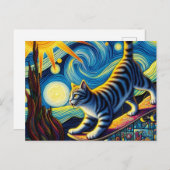 愛らしい猫スケートボード ポストカード (正面/裏面)