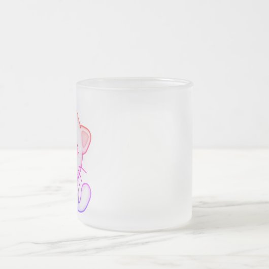 愛らしい猫プリント – 朝のビールにぴったりの! フロストグラスマグカップ (中央)