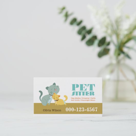 愛らしい猫ペット着席サービス 名刺 (スタンド正面)