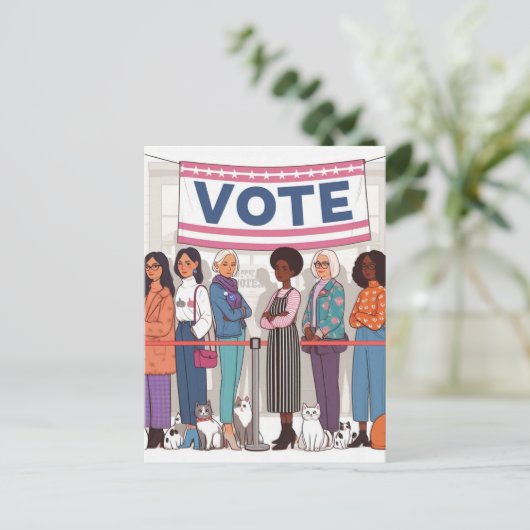 愛らしい猫レディース投票 ポストカード (スタンド正面)