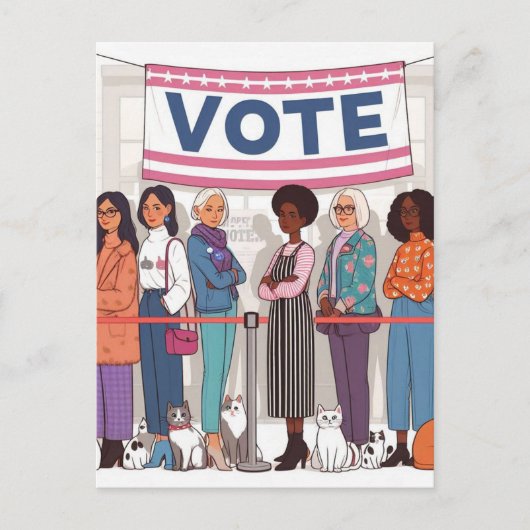 愛らしい猫レディース投票 ポストカード (正面)