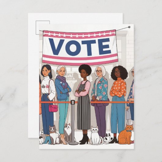 愛らしい猫レディース投票 ポストカード (正面/裏面)