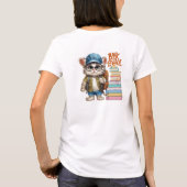 愛らしい猫新学期デザイン Tシャツ (裏面)