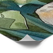 愛らしい猫水彩イラストレーション ポスター (角)