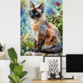 愛らしい猫水彩イラストレーション ポスター (ホームオフィス)