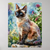 愛らしい猫水彩イラストレーション ポスター (正面)