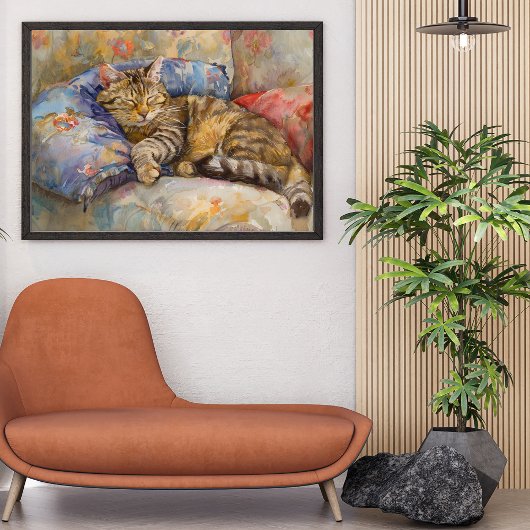 愛らしい猫水彩イラストレーション ポスター