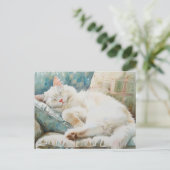 愛らしい猫水彩イラストレーション ポストカード (スタンド正面)