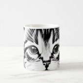 愛らしい猫白黒子猫声 コーヒーマグカップ (中央)